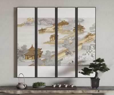 新中式装饰画3D模型下载